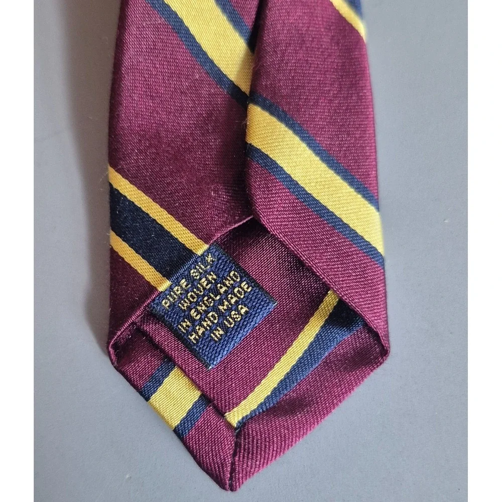 Brooks Brothers Limited Edition Burgundy Navy Gold Stripe REPP Tie 230/250 60